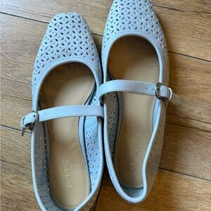 J. Crew Perforated Mary Jane Flats in Light Gray